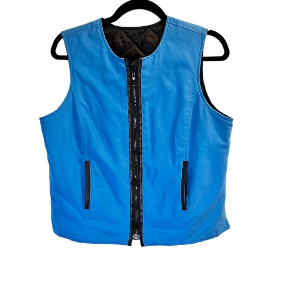 Susan Bristol Women's Blue Crew Neck Full Zip Front Reversible vest Size Medium - Picture 1 of 16